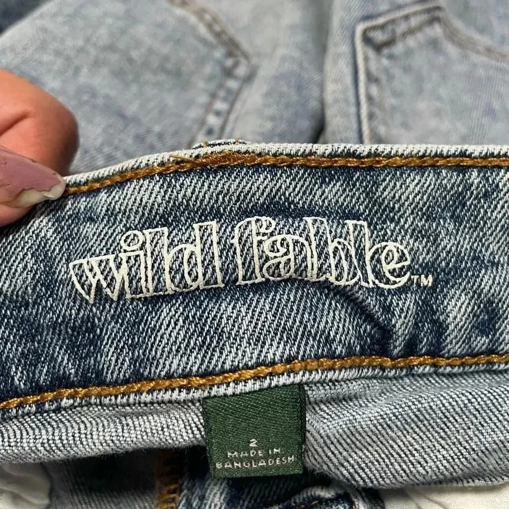 Wild Fable Y2K acid wash distressed jean skirt size 2 - Picture 4 of 5